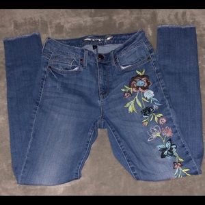 Denim floral jeans
